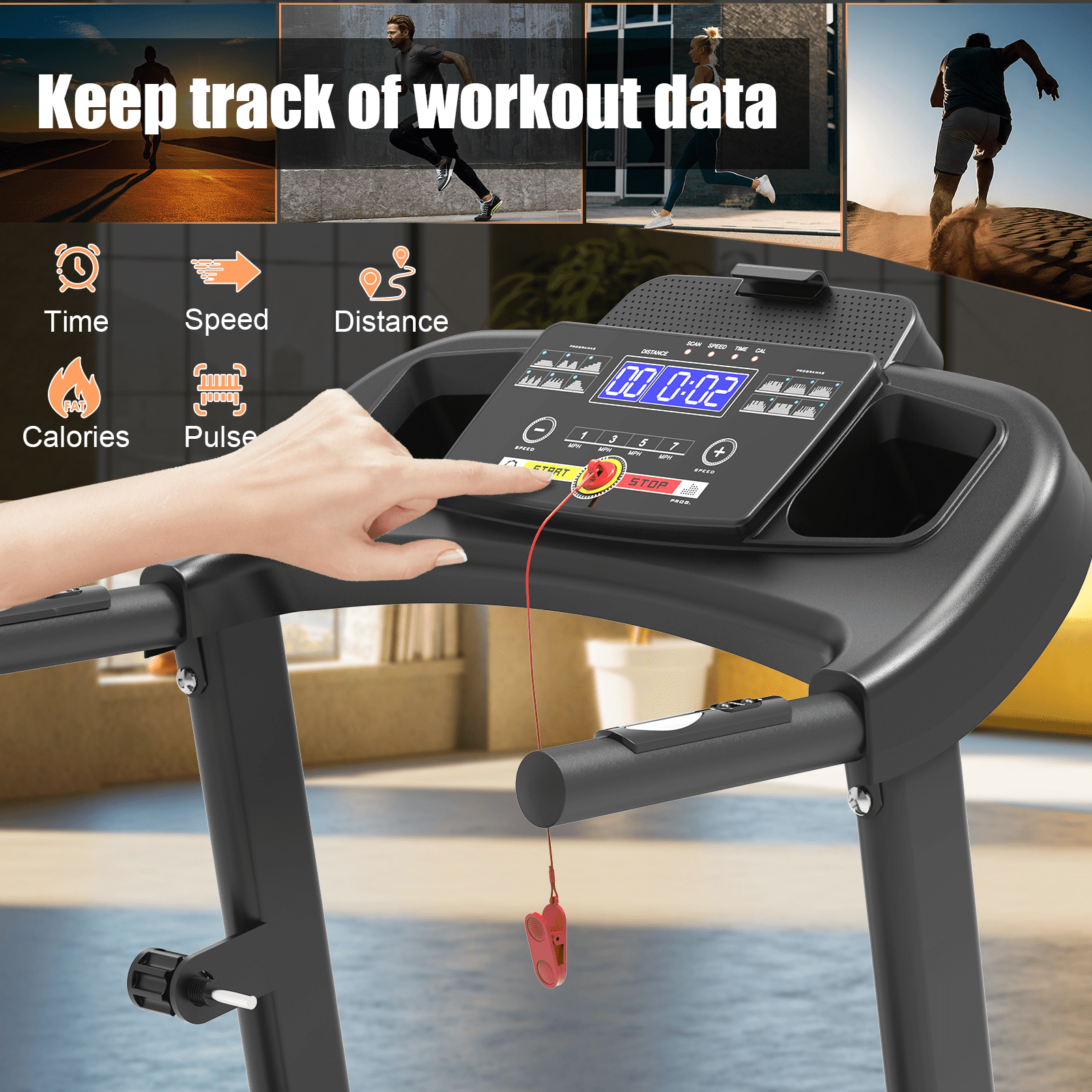 FLIMDER 2.5HP Folding Treadmills for Home with Bluetooth & Incline, Portable Running Machine Electric Compact Treadmills Foldable for Exercise Home Gym Fitness Walking Jogging