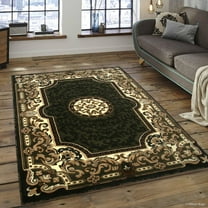 Allstar Green Woven High Quality High Density Double Shot Drop-Stitch Carving (7' 10" x 10' 2")