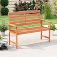 thumbnail image 4 of GVN Outdoor Bench, Outdoor Garden Bench,2-Person Wooden Garden Bench with Slatted Backrest and Comfortable Armrests, 4 of 11