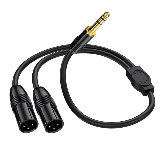 Conector Macho TRS de 6,35 mm A 2 Micrófonos XLR Macho Duales Adaptador Convertidor de Audio Estéreo No Balanceado y Cable Dividido Cable-B