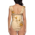 thumbnail image 6 of Yiaed Print Women's Ruffled One Piece Swimsuit V Neck Swimwear Slimming Monokini for Woman-X-Large, 6 of 8