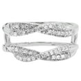 thumbnail image 3 of 0.40 Carat (ctw) 18K White Gold Round Cut Diamond Ladies Anniversary Wedding Band Swirl Enhancer Guard Double Ring, 3 of 6