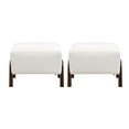 thumbnail image 3 of Christopher Knight Home White Boucle Ottoman, Dark Brown Wooden Legs, Contemporary Upholstered Footstool, Set of 2, 3 of 9