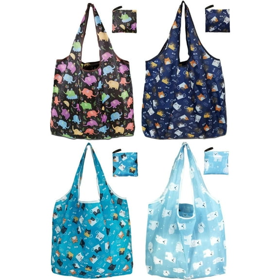 Reusable Grocery Bags, Nylon Tote Bag Gift For Women, Reusable Shopping Bags With Handles, Large Everything Bag Bulk, Foldable And Washable