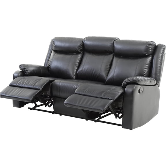 JERFIT Power Reclining Sofa Set for Living Room, Dual Motor Recliner Couch with Cup Holders, PU Leather Modern Sectional Sofa, Black