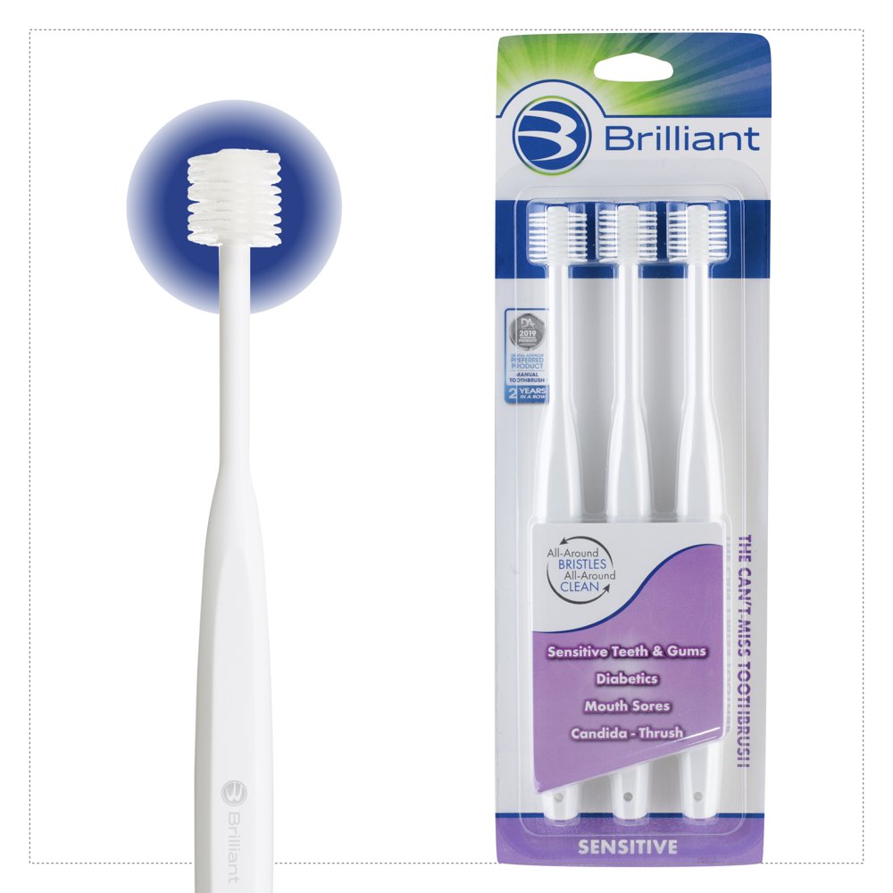 Brilliant® Sensitive Toothbrush 3ct Value Pack, White, Dental Advisor