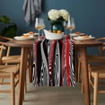thumbnail image 2 of Red Black Stripes Table Runner - 36 Inch Long, Kitchen Dining Table Runner Dresser Scarves, Modern Gradient Abstract Lines Art Farmhouse Decor for Coffee Tables Wedding Party Banquet, 2 of 8