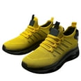 thumbnail image 3 of Mens Shoes,Lightweight Breathable Knit Sneakers with Thick Sole for Outdoor Casual Running Athletic Walking On Comfort,Shoes for Men,Yellow,9, 3 of 9