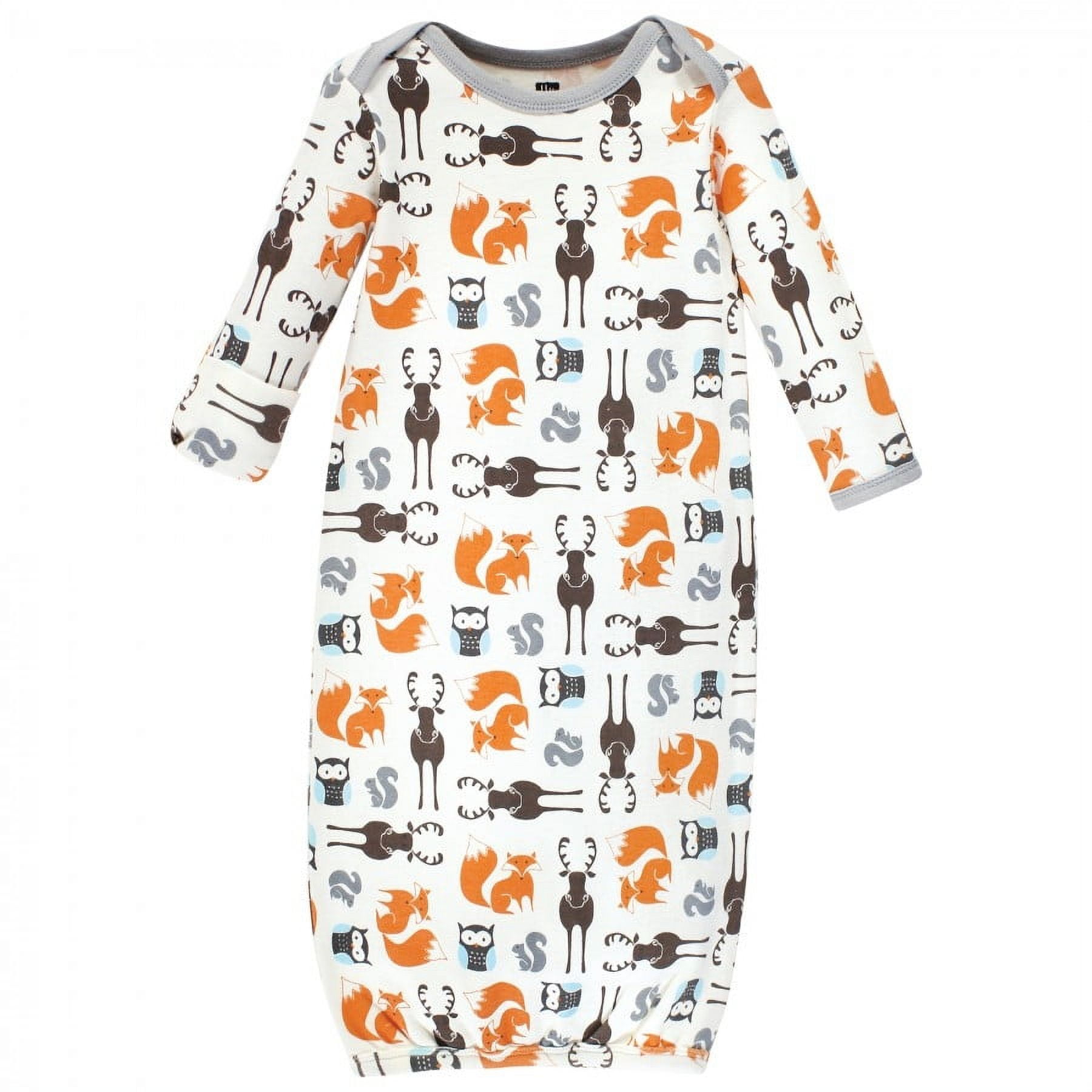Hudson Baby Cotton Gowns, Moose and Fox, Preemie/Newborn