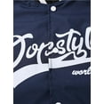thumbnail image 3 of Letter Print Varsity Jacket, Men's Casual Color Block Button Up Jacket For Spring Fall School Baseball, 3 of 5