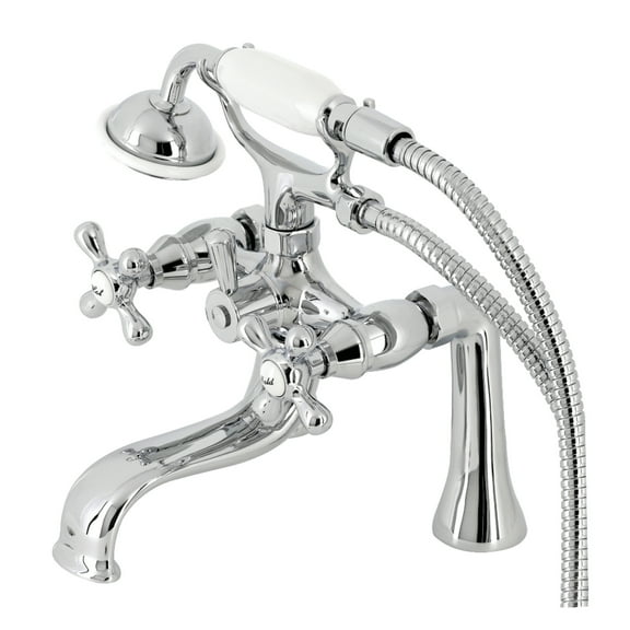 Kingston Brass KS228C Kingston 7" Center Deck-Mount Clawfoot Tub Faucet with Hand Shower, Polished Chrome