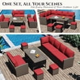 thumbnail image 5 of YODOLLA 7-Piece Patio Funiture Set w/ Dining Table, Outdoor Sectional Sofa Couch with Weatherproof Protection Cover, Patio Conversation Set in Brown Rattan& Red Cushions, 5 of 9