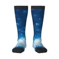 thumbnail image 1 of Fotbe Blue Glitter Sparkles Calcetas Divertidas Estampadas para Hombre y Mujer, Calcetas de Algodón hasta la Rodilla para Caminar, Correr, Enfermería y Embarazo, 1 of 6