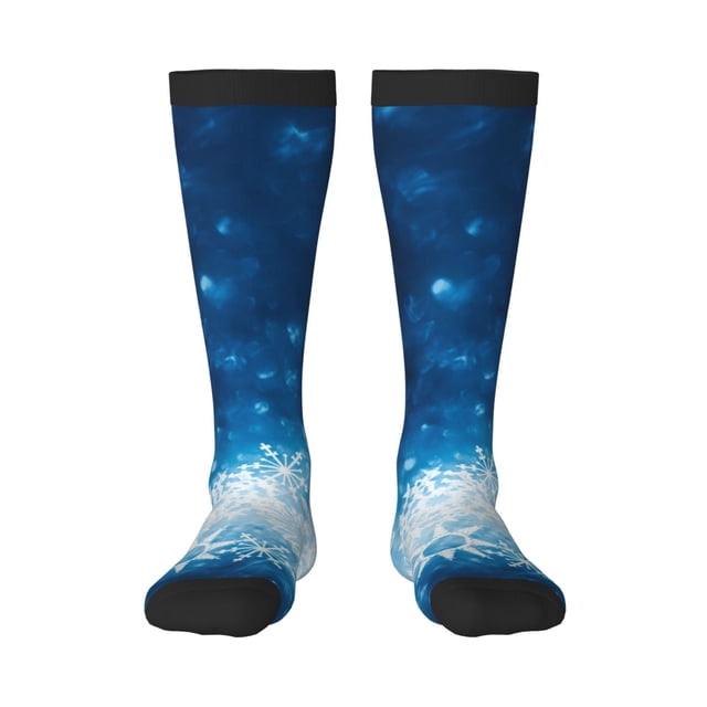 Fotbe Blue Glitter Sparkles Calcetas Divertidas Estampadas para Hombre y Mujer, Calcetas de Algodón hasta la Rodilla para Caminar, Correr, Enfermería y Embarazo