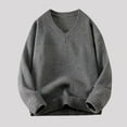 thumbnail image 2 of Men's Sweater Long Sleeve V Neck Solid Ribbed Cable Knit Soft Pullover Top Gray 2XL, 2 of 6
