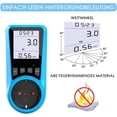thumbnail image 2 of Contador de energía, vatímetro con protección contra sobrecarga, 3680 W, toma con gran pantalla LCD, color azul, 2 of 6