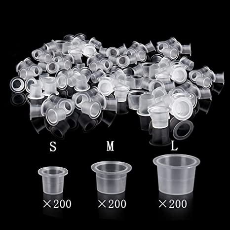 Tatouage Tasses à Encre 300 Pcs Taille Mixte Permanent Maquillage Pigment Support Transparent Capuchon Accessoire de Tatouage