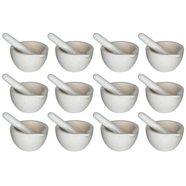 Porcelain Mortar and Pestle, 80mm Opening and 60ml Capacity. Case of 12.