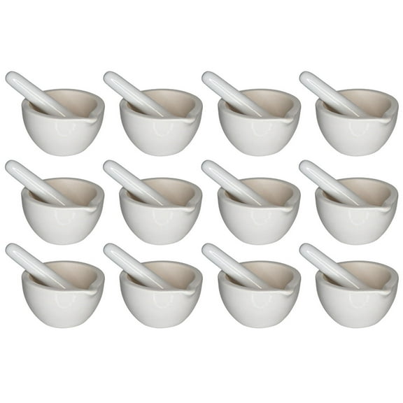 Porcelain Mortar and Pestle, 80mm Opening and 60ml Capacity. Case of 12.