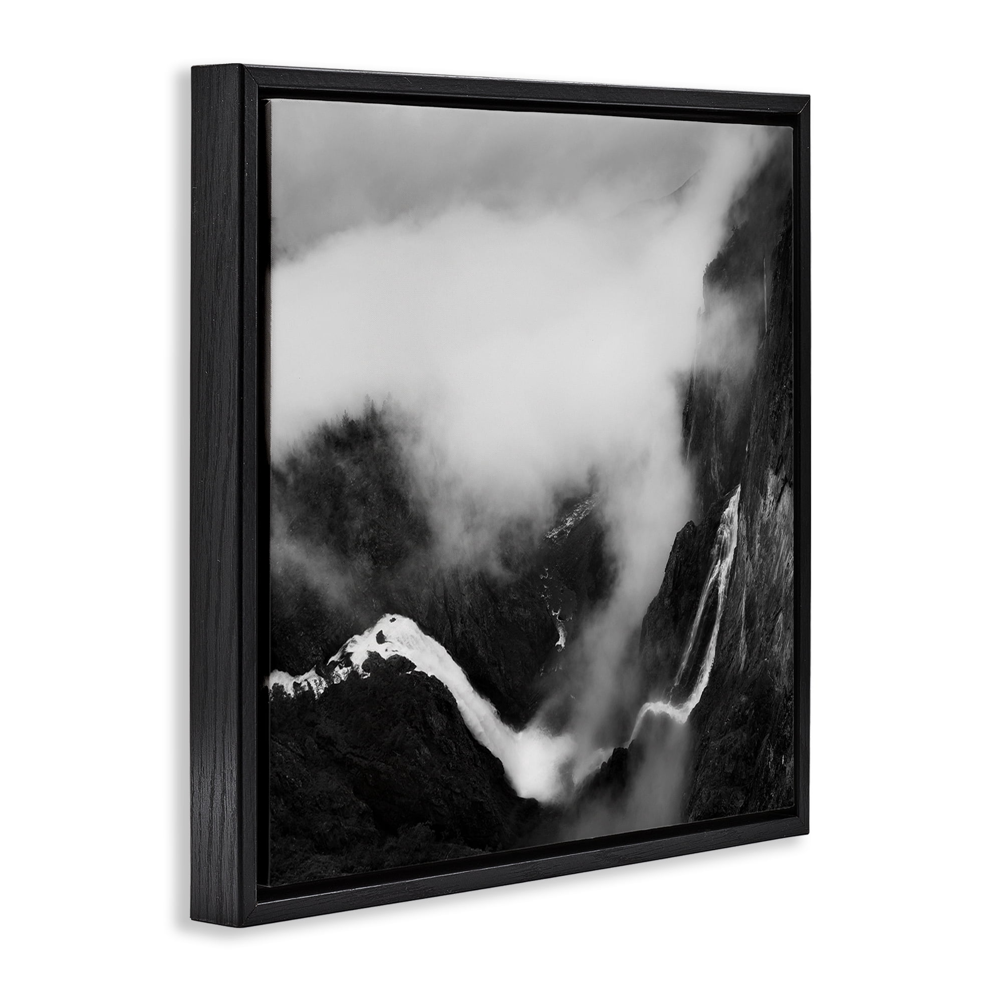 Stupell Industries Foggy Mountain Crags Abstract Photography Black Floater Framed Canvas Art Print Wall Art, 25 x 25