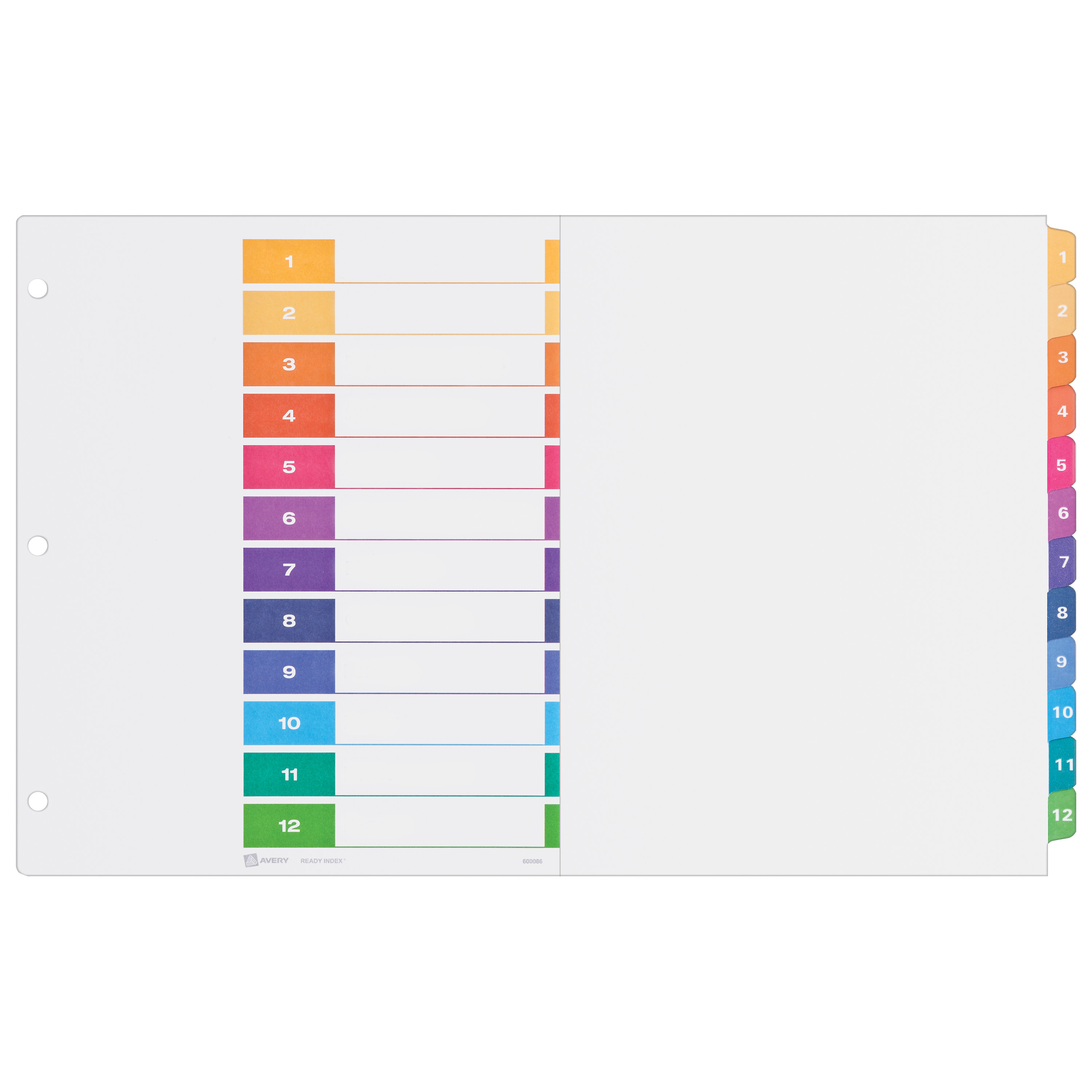 Avery Ready Index 12 Tab Dividers Customizable TOC 1 Set 11149