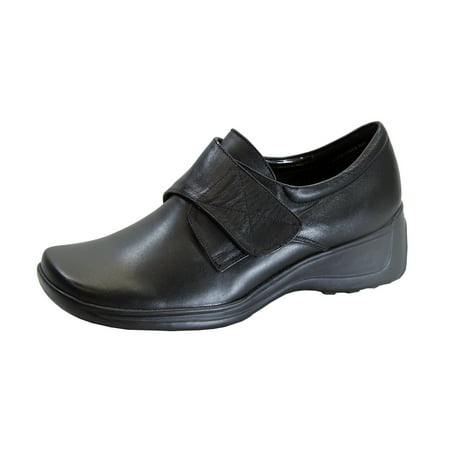 

24 HOUR COMFORT Jania Wide Width Adjustable Leather Shoes BLACK 10