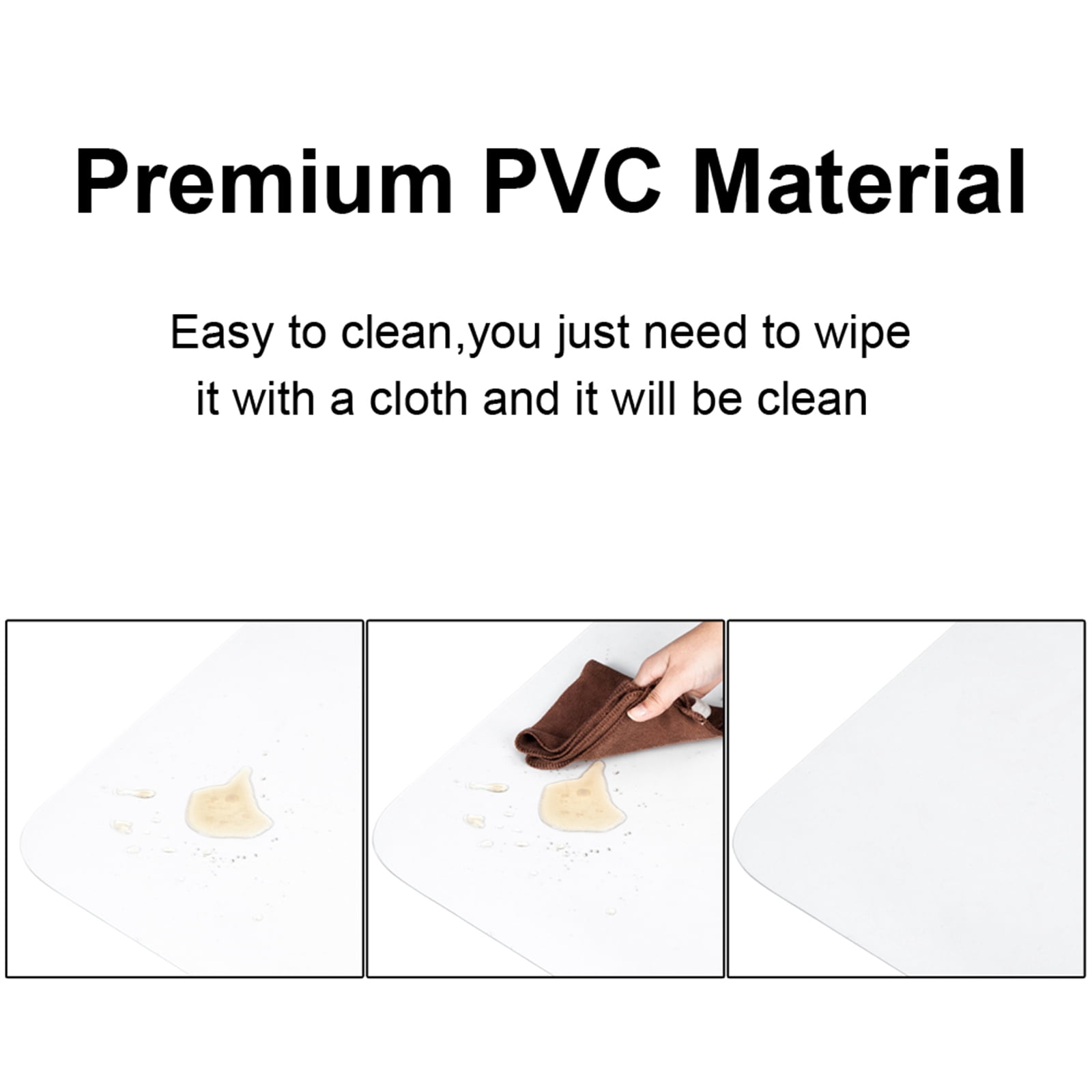 PVC Dull Polish Chair Mat Protection Floor Mat 90x120x0.2cm Rectangular