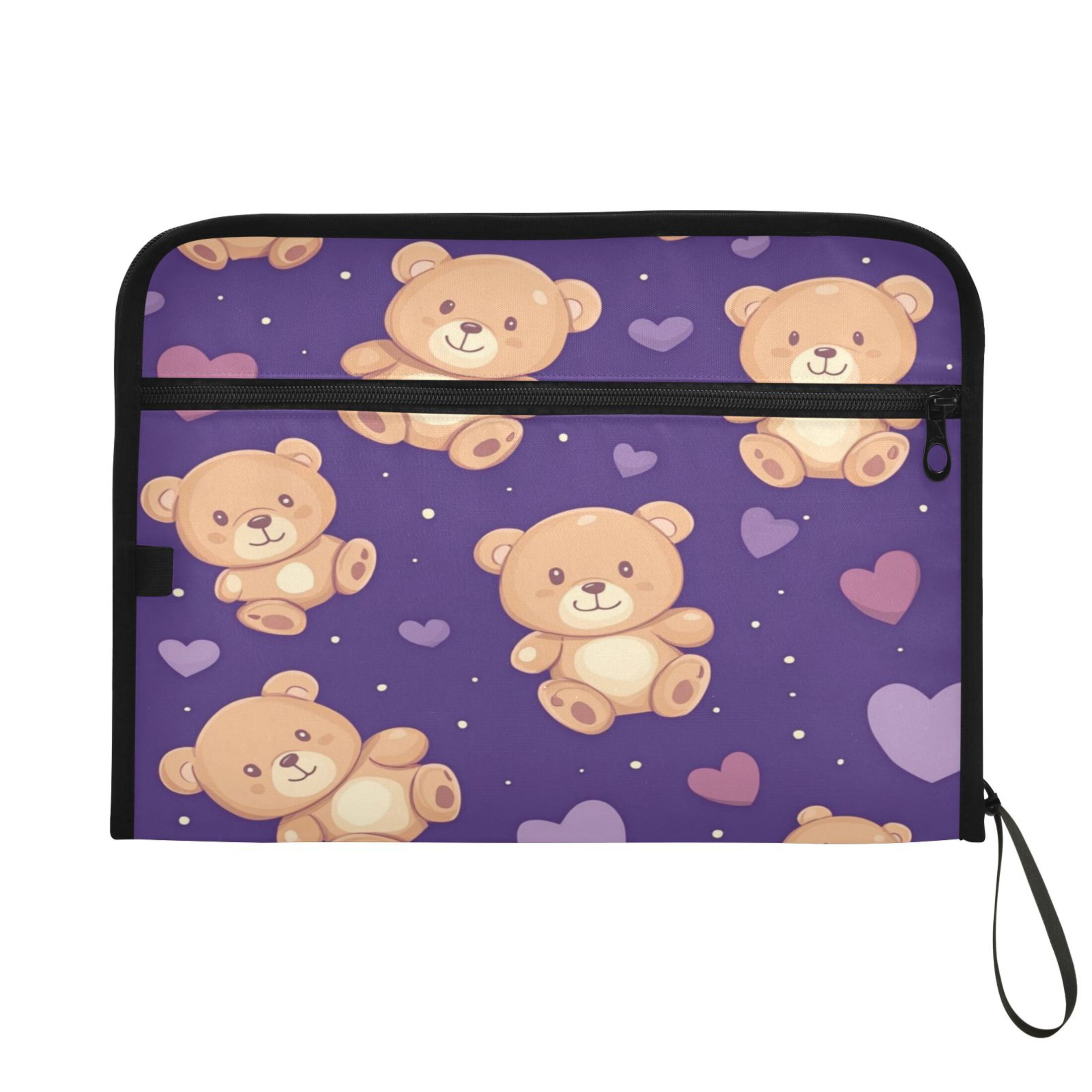 WOBOGO Cute Teddy Bear and Heart Pattern Expanding File Folder Letter Size Accordion Filing Organizer 13 Pocket Separate Organ Pocket