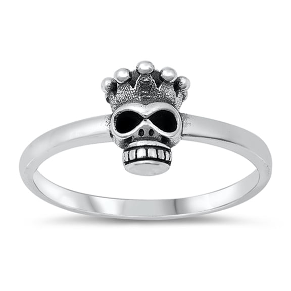 Funky King Skull Ring .925 Sterling Silver Band Jewelry Female Male Unisex Size 9