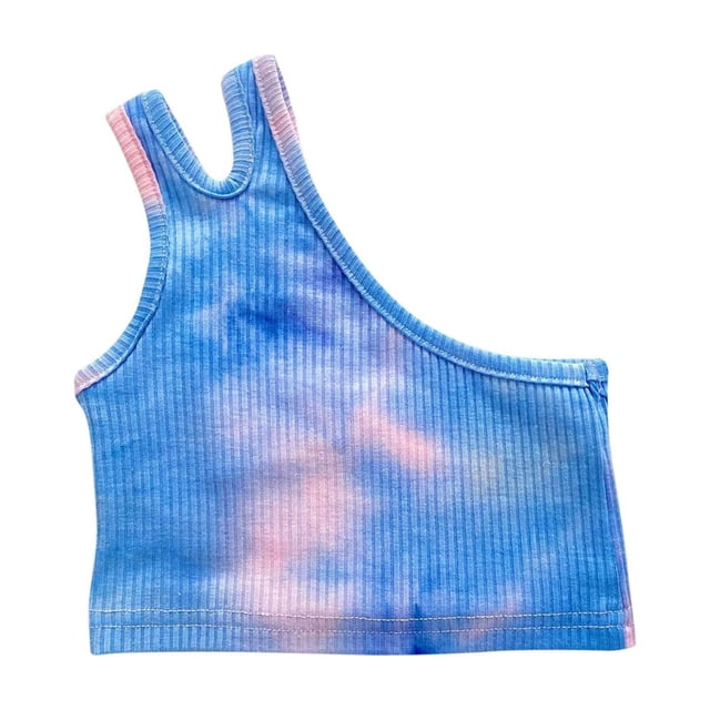 Plebaso Baby Girls Fashion Sleeveless Tops Single Shoulder Solid Color Camisole Baby Summer Clothes