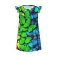 thumbnail image 2 of Lafuoo Multicolored Butterflies Pattern Girls' Small Flying Sleeve Nightdress, Suitable for Girls' Round Neck Pajamas and Robes-Small, 2 of 9