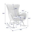 thumbnail image 3 of Nursery Rocking Chairs, Teddy Fabric Upholstered Glider Rocker with High Backrest and Armrests for Bedroom Living Room Offices (Beige), 3 of 8