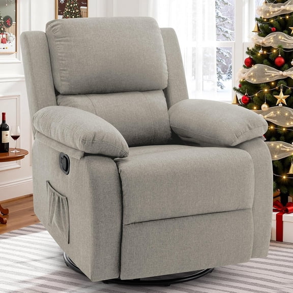 Recliner Chair, 360 Swivel Rocker Chair for Adults, Small Rocking Recliner for Small Spaces, Upholstered Fabric Glider Recliner Nursery