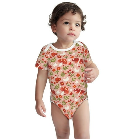 

Fotbe Dragonfly Mushroom Pattern Unisex-baby Short-sleeve Bodysuit Short Sleeve Bodysuits One-piece 100% Organic Cotton for Infant Baby Boys Unisex-3 Months