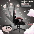 thumbnail image 4 of Waleaf Pink Gaming Chair with Cat Paw Lumbar Cushion and Cat Ears for Girls, Reclining Office Computer Chair with Footrest for Adults, Teens, 4 of 6