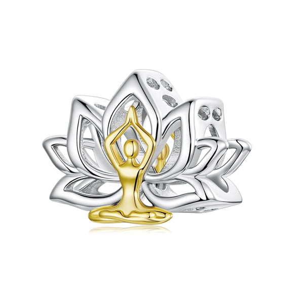 Dije de Loto Yoga Abalorio Bañado en Plata
