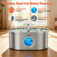 thumbnail image 5 of Cat Water Fountain Stainless Steel, YUWENUS 108oz/3.2L Pet Fountain with Water Level Window,Automatic Water Dispenser for Cats and Dogs, Electric Drinking Bowl Suitable for Multiple Pets, Silver, 5 of 13