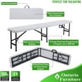 thumbnail image 2 of Ontario Furniture 6 Foot Plastic Folding Bench Portable Indoor Outdoor Picnic Steel Legs, White, 2 of 5
