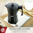 thumbnail image 2 of MAGEFESA Colombia Noir Stovetop Espresso Moka Pot, 3-Cup/5 oz, Italian Coffee Maker for Cuban Coffee, Extra-Thick Aluminum, Heat-Resistant Handle, Safe & Easy-to-Use, Greca Coffee Maker, 2 of 5