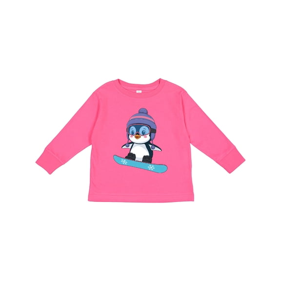 Inktastic Snowboard Penguin Boys or Girls Long Sleeve Toddler T-Shirt