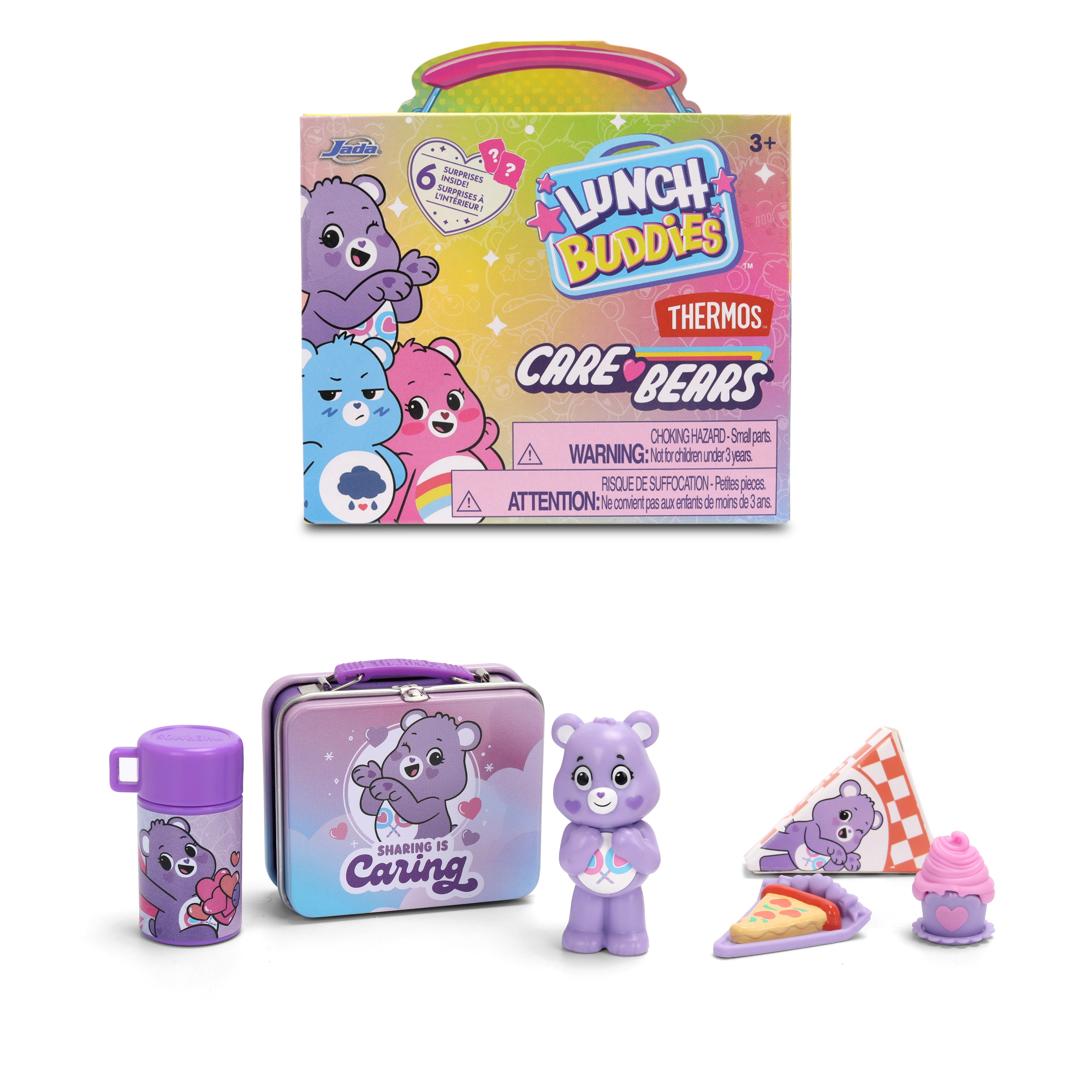 Jada Lunch Buddies – Collectible Mini Tin with Thermos, Figure & Food Accessories – 2-Inch Care Bears Toy – Care Bears & Friends – for Kids Ages 5+ (One Piece, Styles May Vary)