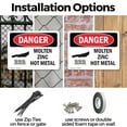 thumbnail image 3 of (2 Pack) Molten Zinc Hot Metal OSHA Danger Sign 10 Inch X 7 Inch Indoor / Outdoor Rust-Free Aluminum Metal Signs for Workplace, Workshop, and Construction Site, Made in the USA, 3 of 8