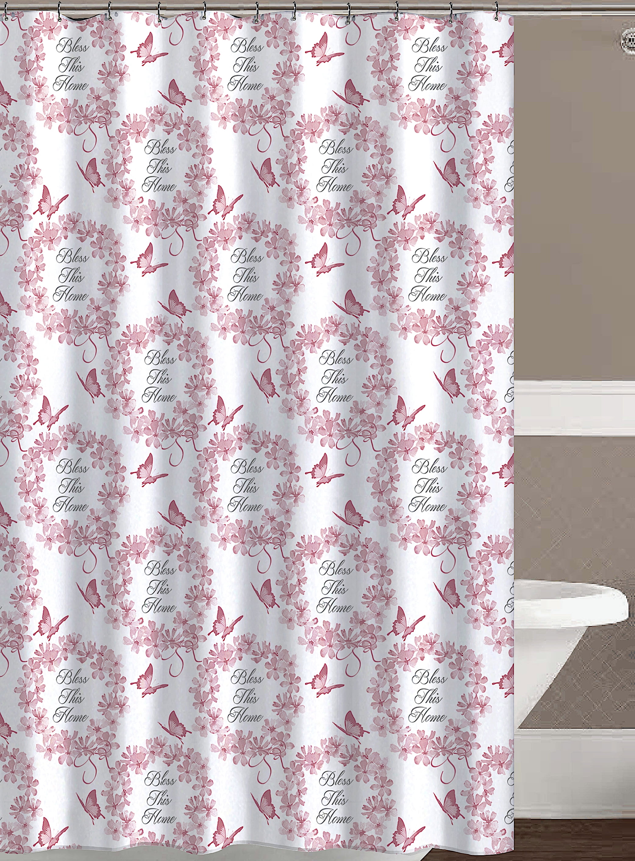 Country Pink Wreath Shower Curtain For, Cranberry Colored Shower Curtain