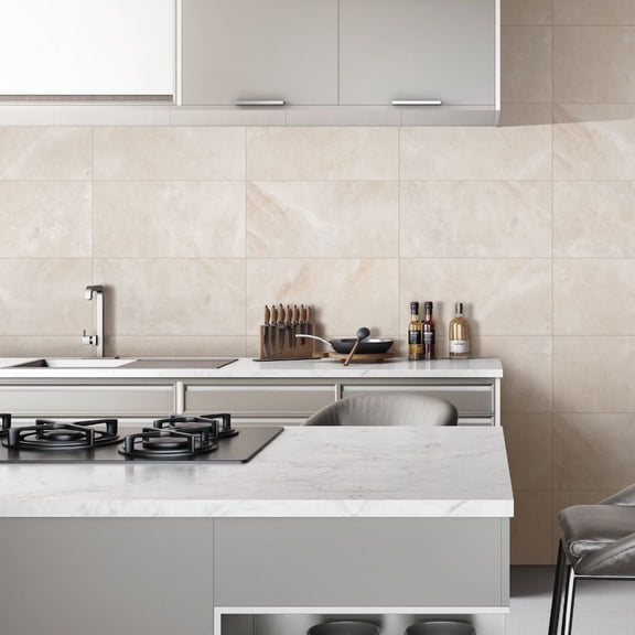 The Tile Life Nimbus Crema Polished Porcelain Floor & Wall Tile, 4 x 4 in, 1-Piece Sample