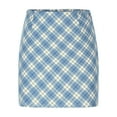 thumbnail image 4 of BLTIBY 2025 Plaid Skirts for Women High Waisted Hip A Line Pencil Casual Mini Skirt Fashion Comfortable Skorts Blue XL, 4 of 6