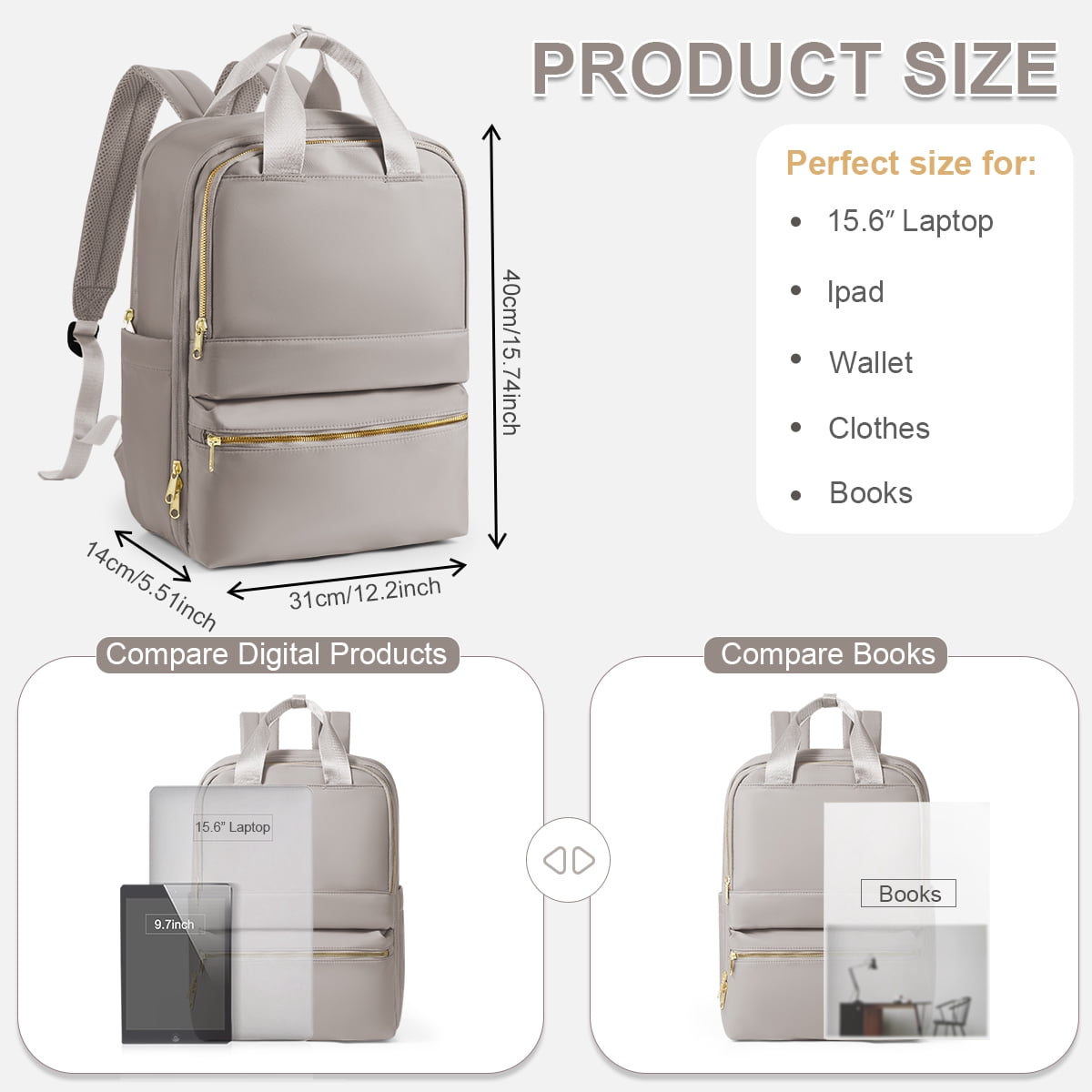 Travel Backpack For Women Men Airline Approved Carry On Bags For Airplanes Khaki Laptop Backpack Personal Item Backpack For Traveling On Airplane College Backpack With Laptop Compartment