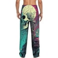 thumbnail image 3 of Picia Cartoon Art Skull Mens Soft Woven Cotton Elastic Waistband Sleep Pajama Pant Lounge Sleep Pant With Pockets And Drawstring-Large, 3 of 9