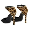 thumbnail image 2 of XYD Women Fashion Square Close Toe Pumps Ankle Strap D'Orsay Leopard Print Stiletto High Heel Sandals Club Event Shoes Size 7 Black, 2 of 4