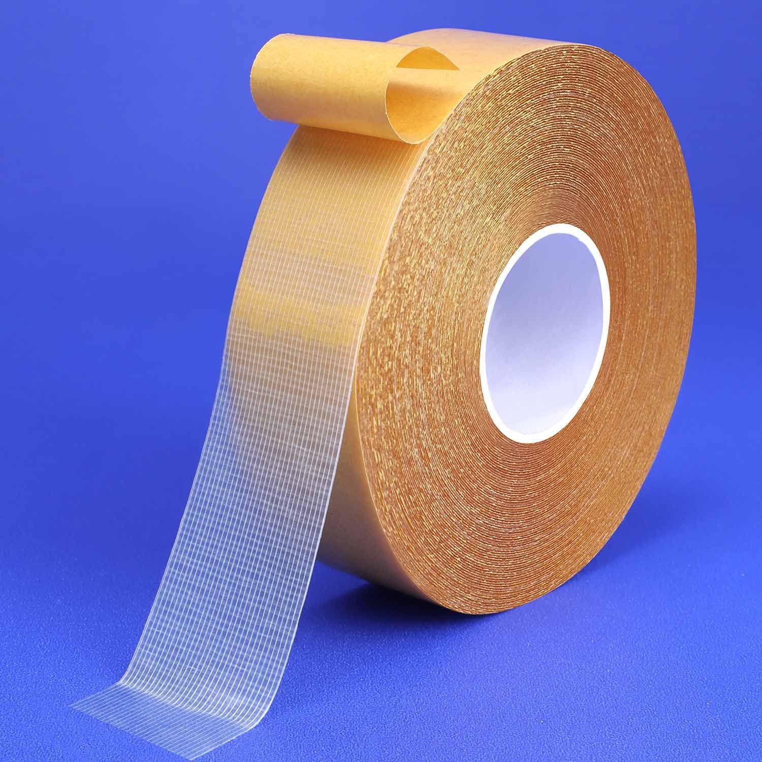 US Double Sided Tape Heavy Duty Fiberglass Adhesive Transparent Tape1.18 X15 ft 1 Pack in Yellow