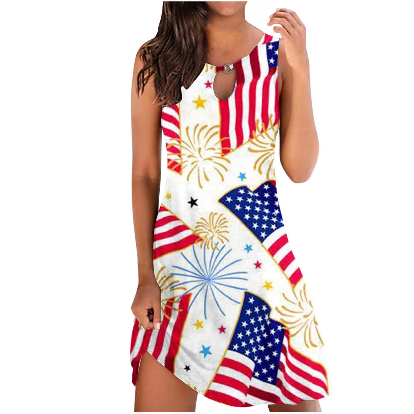 Mychoice Dresses for Women 2023 of July Sundresses Women's Fashion Printed Comfortable Loose Sleeveless Casual Tops Dress Memorial Day - Walmart.com